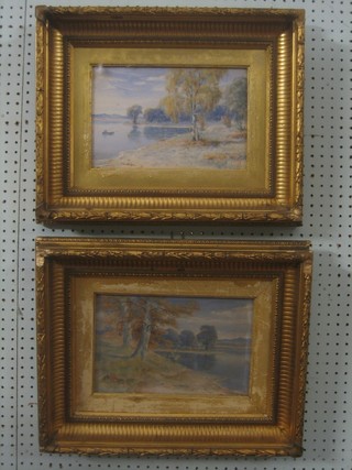 M S Myles, pair of 19th Century watercolour drawings "Lake Scenes" 7 1/2" x 11 1/2"