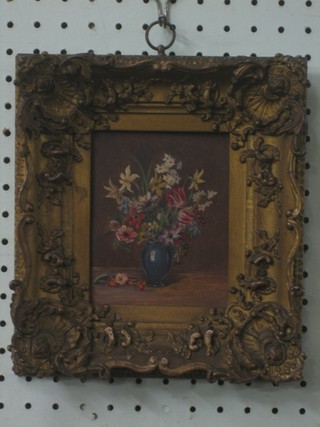 Oil on board "Vase of Flowers" 4" x 3 1/2"
