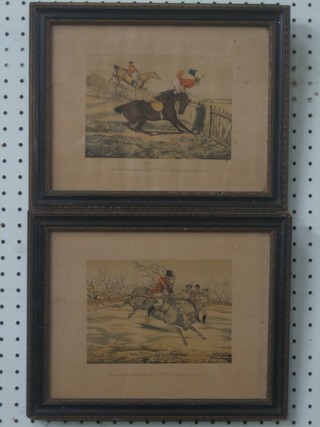 A pair of 19th Century coloured hunting prints 4" x 6"