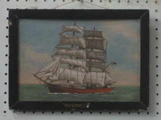 Oil on board "Study of a Two Masted Merchant Ship - Inverniel" 6" x 9 1/2"