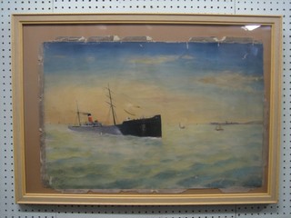 19th Century oil painting on canvas "The Merchant Ship Monte Vaidean" monogrammed AMR and dated 1862 16" x 23"