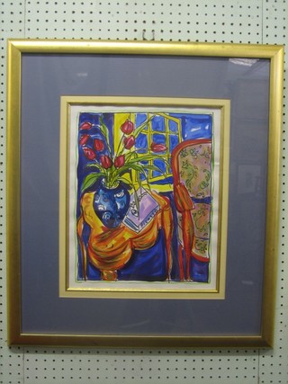 Michael Kennedy, watercolour still life inspired by Picasso 14" x 12", the reverse with Caswell Co. Ltd label