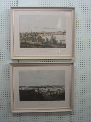 A pair of Avon limited edition coloured prints after Jeyer "New South Wales - View of Sydney From the East Side of The Cove No.1" and "View of Sydney from the West Side of The Cove" 12" x 18"