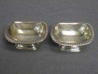 A pair of 19th Century silver plated salts with gadrooned decoration 3"