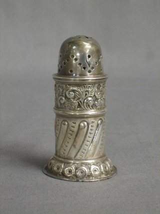 A Victorian embossed silver pepper, London 1894 1 ozs