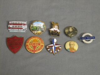 An Enid Blyton magazine enamelled badge, a Festival of Britain enamelled badge, a London Transport, a Tiger Club, an enamelled badge decorated a Tram marked London Transport HR2, another decorated The Arch at Ebbw Vale and 3 other badges