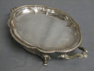 An oval silver plated twin handled hotwater dish by Elkingtons