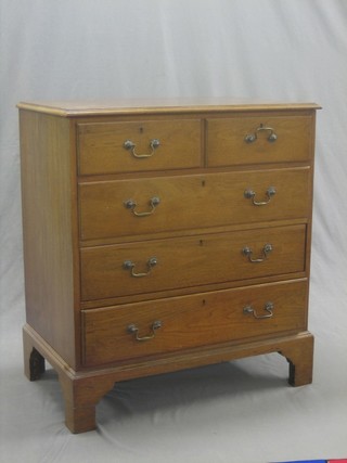 A Georgian style mahogany chest of 2 short and 3 long drawers raised on bracket feet 32"