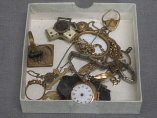 2 lady's gilt metal wristwatches and a collection of gilt metal costume jewellery