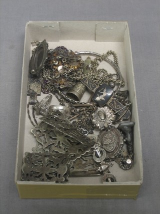 A collection of various silver costume jewellery