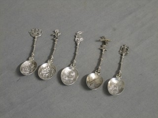 5 Dutch embossed silver teaspoons