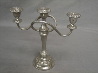 A silver plated 3 light candelabrum