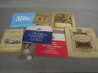 3 unofficial Coronation medals, a small collection of coins and a small collection of cigarette cards
