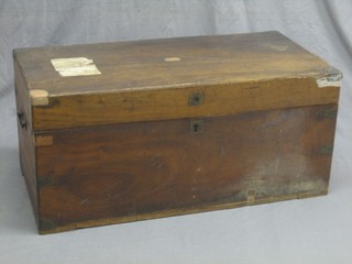 A Victorian camphor trunk with hinged lid and brass drop handles 38" (cracks to top)