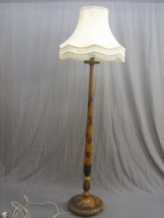 A 1930's Oriental chinoiserie style lacquered standard lamp