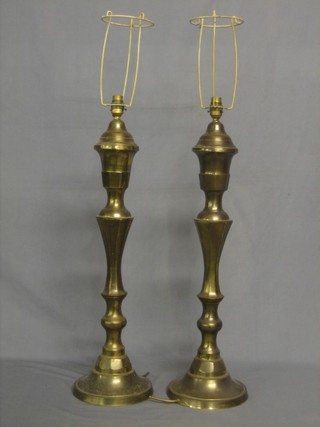 A large pair of brassed table lamps 27"
