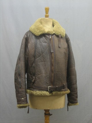 An Air Ministry Issue brown leather flying jacket size 4, marked B2855/39/C1(D)