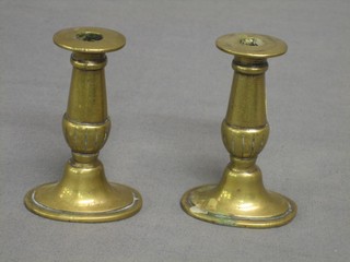 A pair of 18th Century brass taper sticks 3"
