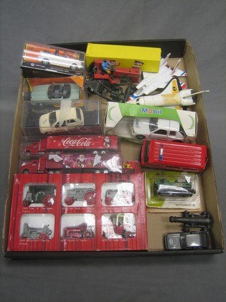A collection of various toy cars including a Corgi model of the Space Shuttle and other models etc