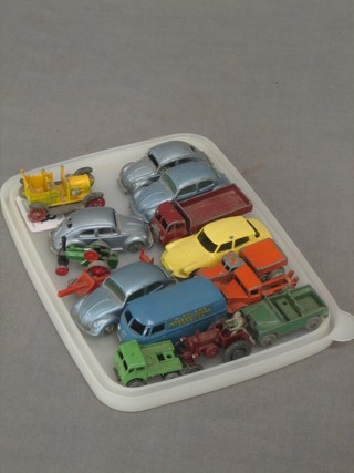 A Lesney model Volkswagen Van M34, 4 various VW Beetle model cars and other toy cars