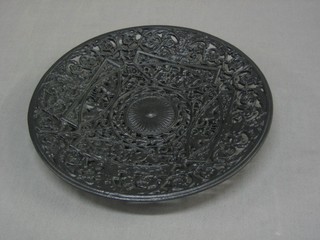 A Victorian pierced iron dish 11"