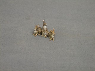 3 Austrian cold painted bronze figures of rabbits 1"