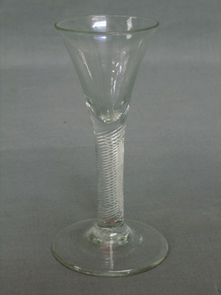 An 18th Century cotton twist cordial glass (chip to base) 6"