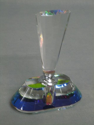 An oval glass scent bottle with waisted glass stopper 6"