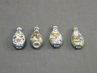 4 reproduction enamelled Eastern snuff bottles 3"