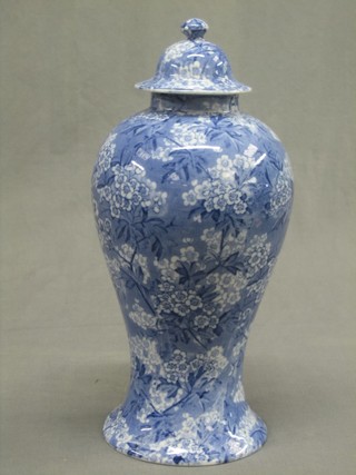 A Leighton pottery May Blossom pattern urn and cover 14"