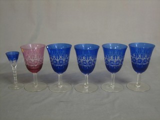 A small collection of coloured glassware