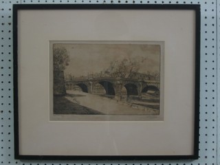 An etching "Pont Neuf Paris" 7" x 10"