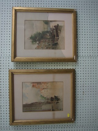 F Coenzaets,  a pair watercolour drawings "Street Scenes" 11" x 8"