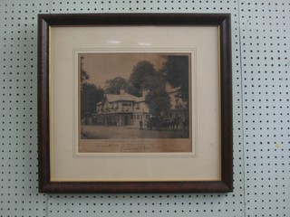 A 19th/20th Century black and white photograph "Burford Bridge Hotel, Boxhill" (slight damage/tears) 10" x 11"