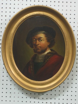 An  18th Century oil on board "Portrait of a Bearded Gentleman" 12" oval