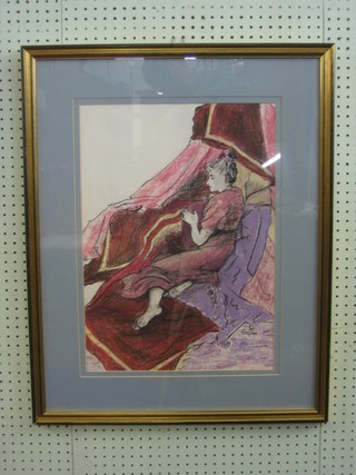 Gaynor Scillitoe, a pastel drawing "Crimson Cascade" 20" x 14"