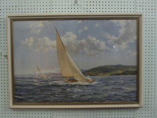 A coloured print "Yacht Race" 20" x 29"