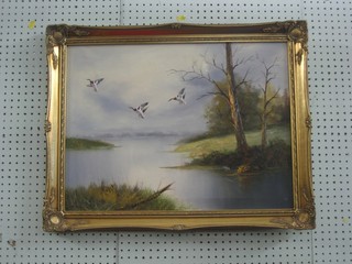 Blake, oil on canvas "Studies of Duck in Flight" 17" x 23"