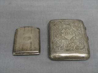 An engraved silver cigarette case Birmingham 1918 and a silver match slip Birmingham 1926 3 ozs 