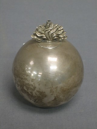 A silver table lighter in the form of a grenade thrown proper (HAC or Grenadier Guards) London 1930