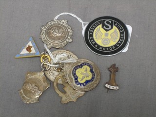 6 various motorcycle racing medals and a Sussex Car badge and a ballroom dancing badge