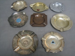 6 silver plated motorcycle trophies in the form of ashtrays, a do. copper and a do. chromium plated