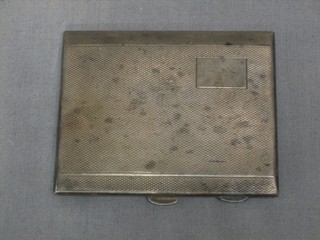 A silver cigarette case with engine turned decoration, Birmingham 1936, 2 ozs
