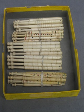 60 various carved bone lace maker's bobbins