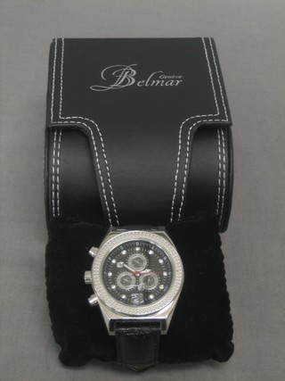 A gentlemans "Belmar" limited edition B5010 wristwatch 2008, contained in a stainless steel case and set 11 "diamonds" to the dial, with leather strap, boxed and with catalogue 