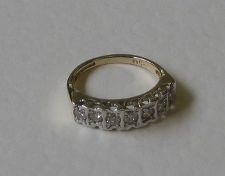 A lady's 9ct gold dress ring set 7 diamonds, approx 0.50ct
