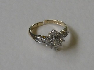 A lady's 9ct gold dress ring set diamonds approx 0.33ct (cut)