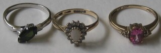 A lady's 9ct gold dress ring and 2 others