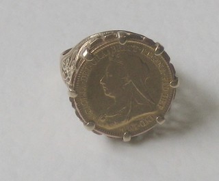 A Victorian 1893 gold sovereign mounted as a ring