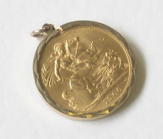 A 1966 gold sovereign mounted as a pendant